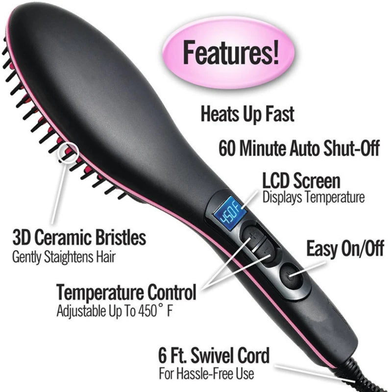 Tressé Pro-Smooth Heated Brush – Straighten & Style in Seconds